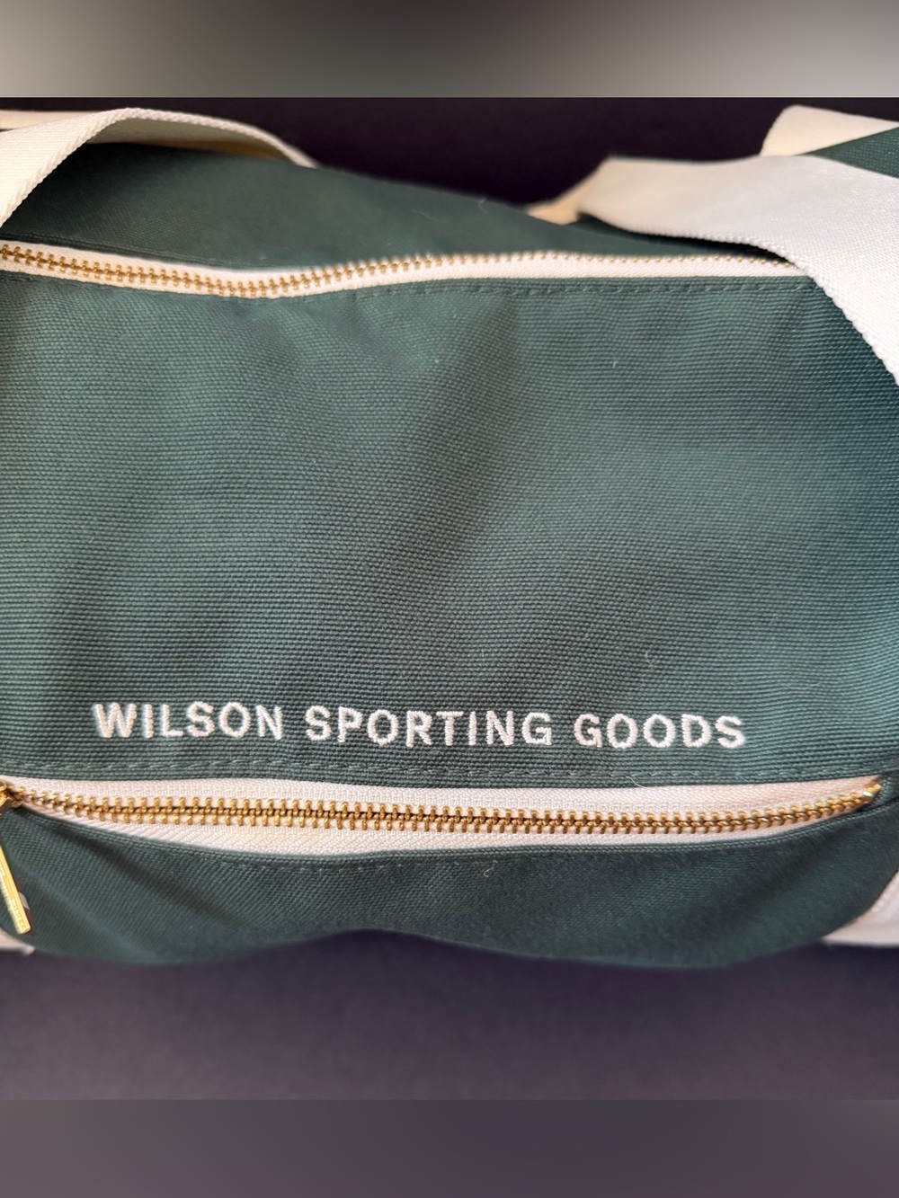 Wilson Green Canvas Duffel Bag with White Straps - Picture 4 of 15